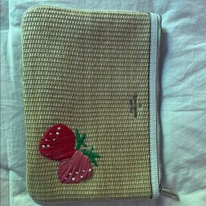 Kate Spade Straw Clutch with Strawberry Design